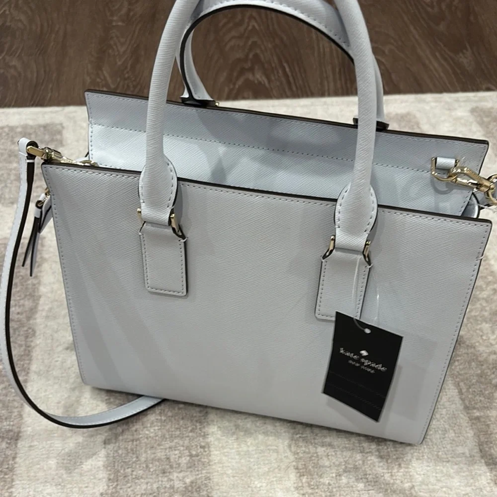 Kate Spade Blue Saffiano Leather Satchel with Silver Hardware - Picture 8 of 9